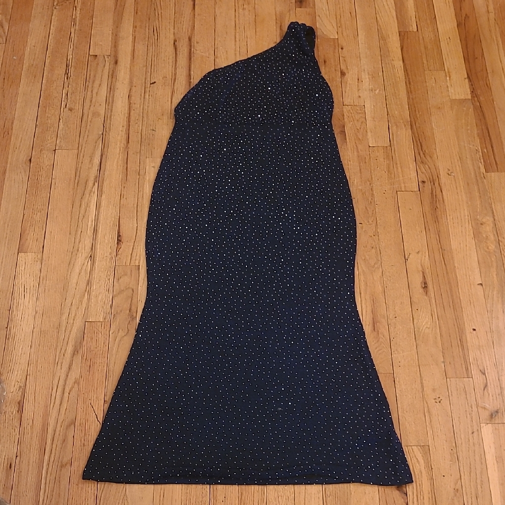 ZOMVA Chic One-Shoulder Navy Maxi Dress
